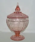 Vintage Anchor Hocking Pink Princess Covered Candy Dish Glass w/ Lid