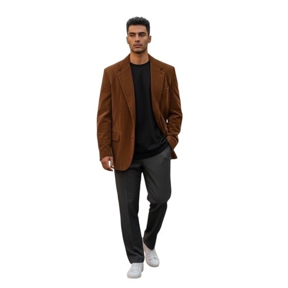 Parts By Machine Clothing Company Brown Corduroy Blazer Mens Size L‎ Large View 2