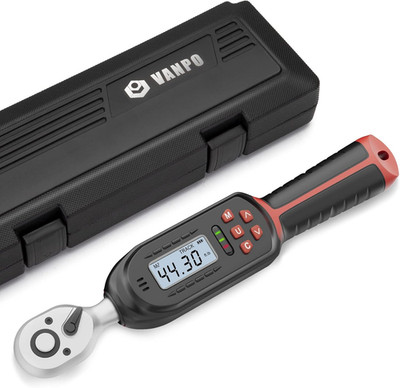 3/8 Inch Digital Torque Wrench with Preset Values, 2.2-44.3 Ft-Lbs/3-60Nm, Buzze