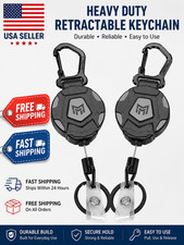 2Pack Heavy Duty Retractable Keychain, Tactical ID Badge Holder Reel Carabiner C