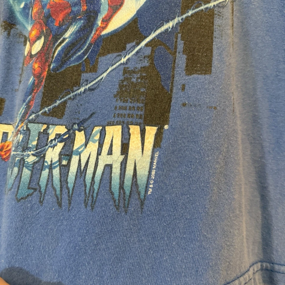 Camisa De Colección 2003 RARA Spider-Man Bandera de Estados Unidos Cómic Dibujos Animados Niños Talla Mediana Foto 4 de 4