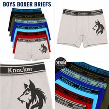 Boys Boxer Briefs Underwear 6 Pack Wolf Head Print Soft Stretch Multi Color S-XL