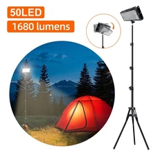 65" Telescoping Tripod Work Light 1680 Lumen Portable Camping Light LED USB Lamp