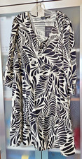 Mlle Gabrielle women's Pull over plus 2X colorful tropical Black/ White dress