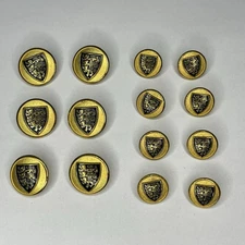 Holland & Sherry Blazer Button Set 14 Gold Blue Enamel 3 Lions Shield England