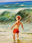 Konstantin Kuznetsov Listed Russian Framed Oil on Board Children Playing Beach — photo 5