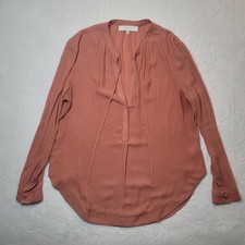 ASTR The Label Peasant Blouse Sz M Long Sleeved Burnt Orange Neck Tied Buttoned