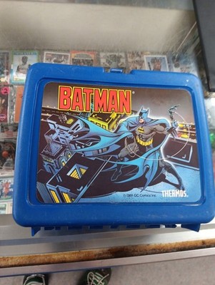 Vintage 1990 s Batman Lunch Box by Thermos 1991 DC Comics Blue Plastic Vtg 90s