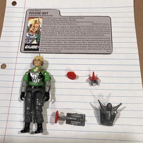 1987 GI JOE Deceptive Warfare 'Psyche-Out' w/most accessories & Card
