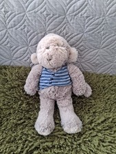 RETIRED NEXT 2 TONE GREY PLUSH MONKEY BLUE STRIPED T SHIRT 10" COMFORTER VGC