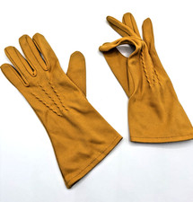 Vintage Women  s Mustard Yellow Stretch Fabric Dress Opera Formal Gloves