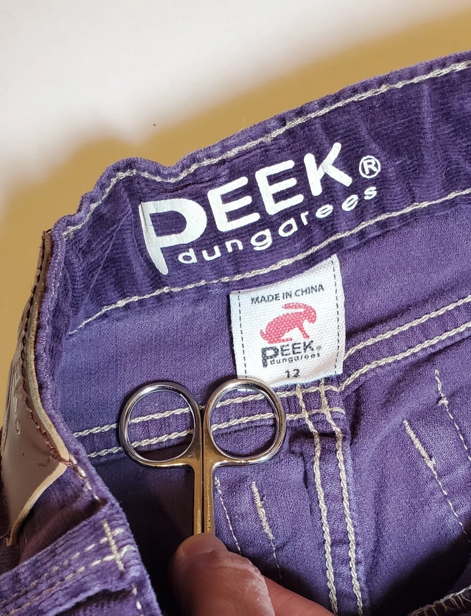 PEEK peto niñas púrpura pana pierna recta pantalones elásticos talla 12