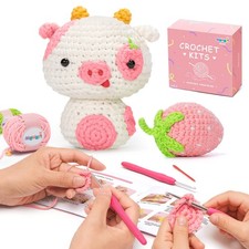 Kit per Uncinetto per Principianti di Crochet DIY Completo - Mucca Fragola