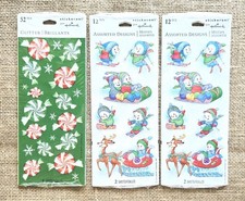 3 Pkgs Hallmark Stickeroni Christmas Stickers Snowmen Peppermint Candy