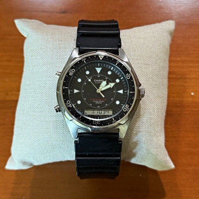 Vintage Casio AMW-820 Alarm Chronograph Ana-Digi Diver Watch 100m Arnie Style