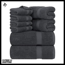 8 PIECE BATH TOWEL SET  700 GSM 100 PURE VIRGIN COTTON  EXTRA ABSORBENT