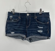 Aeropostale Womens Size 6 Shorty Distressed Cut Off Jean Shorts Denim Mini