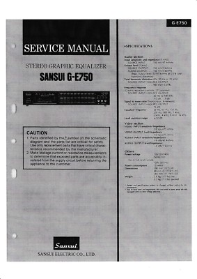 Service Manual-Anleitung für Sansui G-E750