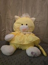 1986 Fisher Price PUFFALUMP Plush Cat Yellow Stuffed Animal LOVEY 8002