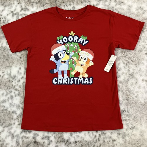 Bluey Bingo Hooray Christmas Boys Girls Kids Shirt Large 10-12 Disney Grannies