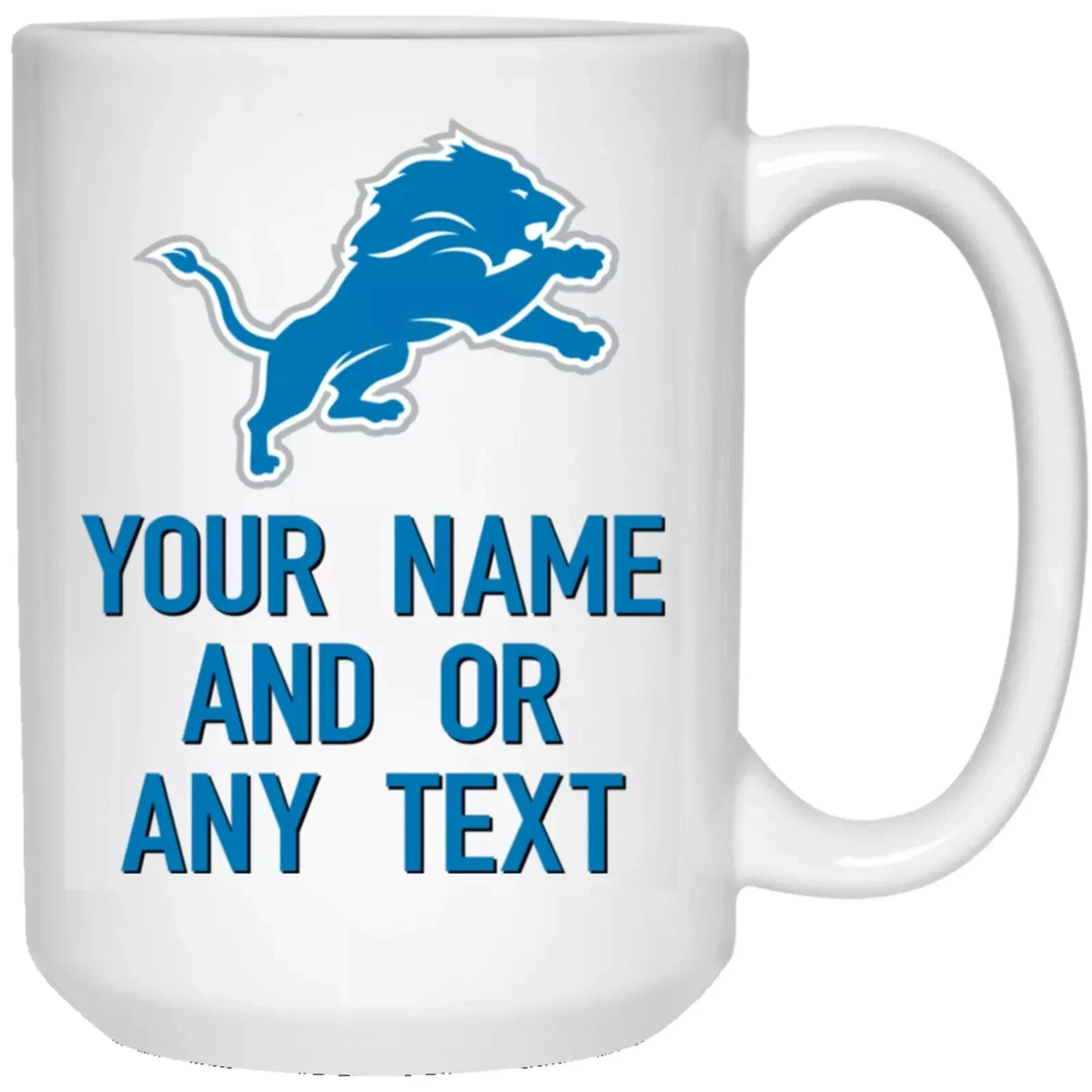 Custom Personalized Detroit Lions White Ceramic Coffee Mug Cup