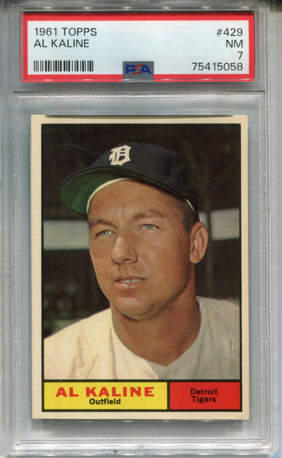 1961 Topps #429 Al Kaline PSA 7 NM Detroit Tigers