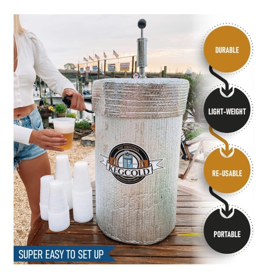 Portable Keg Cooler - Foldable, Reusable, Lightweight, Insulated, 1/2 & 1/4