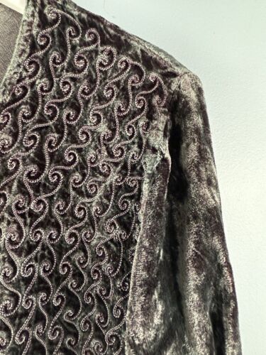 Y2K Velvet Cropped Button Down Top OS M L Boho Fairy Grunge Whimsigoth Ren Faire - Picture 2 of 7