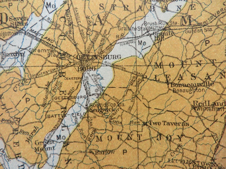 1910 Antique Map Pennsylvania Gettysburg Shippensburg Johnstown 36X28 #4200 - Image 2 of 4