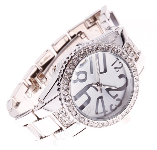 OROLOGIO DA DONNA ACCIAIO COLORE ARGENTO NUMERI GRANDI nickel free | eBay