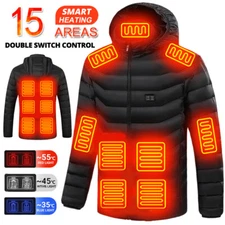 Unisex Heated Vest Warmer Winter Electric USB Hooded Jacket Heating Coat