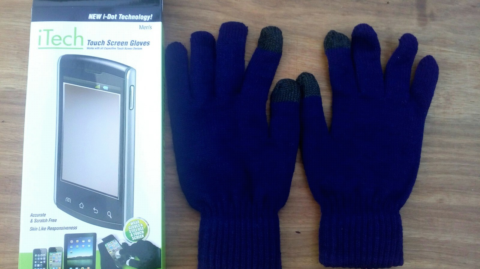 Men's Touch Screen Gloves DARK BLUE for use with mobile phones, iPad, tablet etc