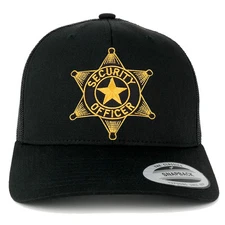 FLEXFIT Security Officer Star Black Gold Embroidered Iron on Patch snapback cap