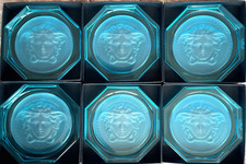 5 sottobicchieri Rosenthal Versace testa di medusa blu ghiaccio NUOVI imballati rari