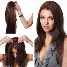Women Straight Hair Glueless100 Indian Remy Human Hair Weft Cap 3/4 Half Wig