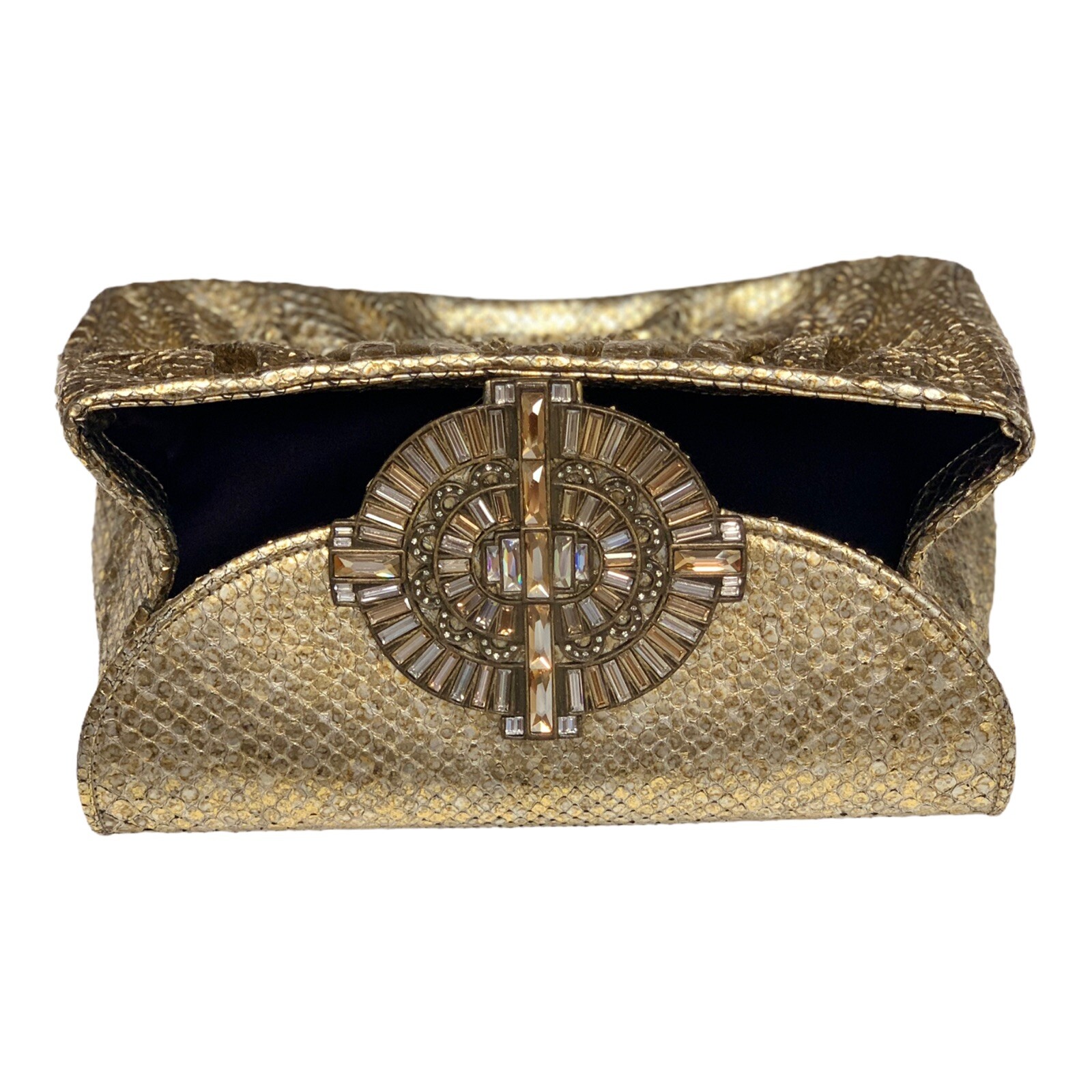 JUDITH LEIBER METALLIC PYTHON BAGUETTE CRYSTAL EM… - image 2