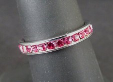 Ring Silver Bright Pink Cubic Zirconias Stackable Band Sterling 925 Ring Size 7