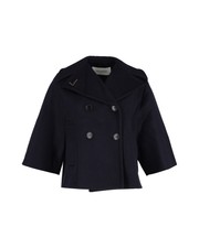 Valentino Double Breasted Jacket In Navy Blue Wool Eu38
