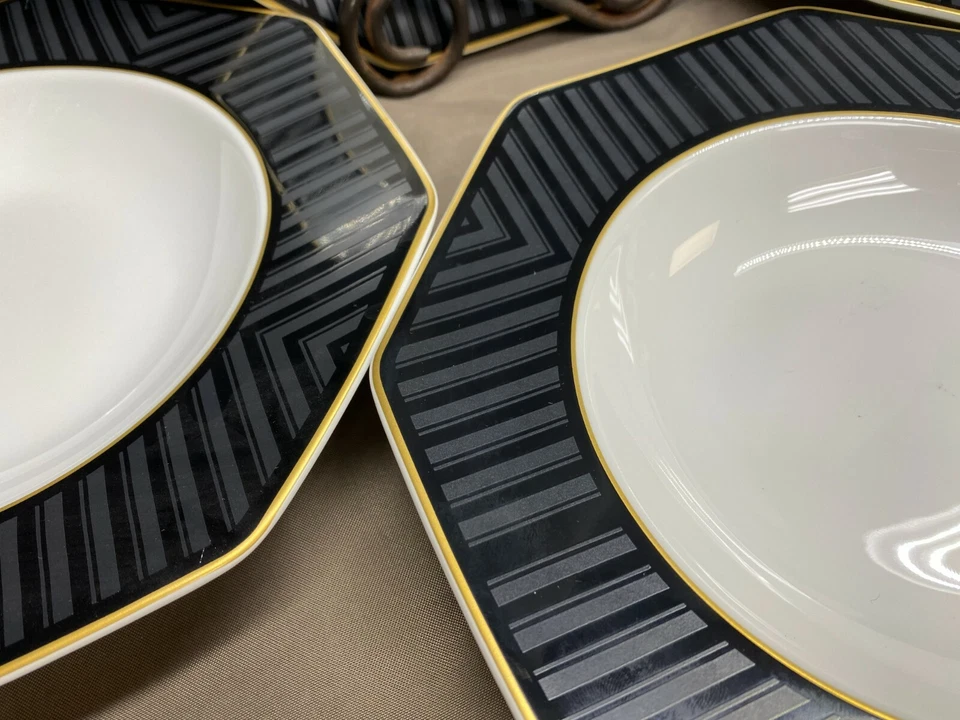 Villeroy & Boch "PERLA NEGRA" con Alemania ~ Juego de 4 ~ Cuencos de sopa ~ 9" Foto 4 de 4