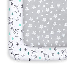 Pack and Play Sheets, 2 Pack Mini Crib Sheets, Stretchy Playard Fitted Sheet, Co