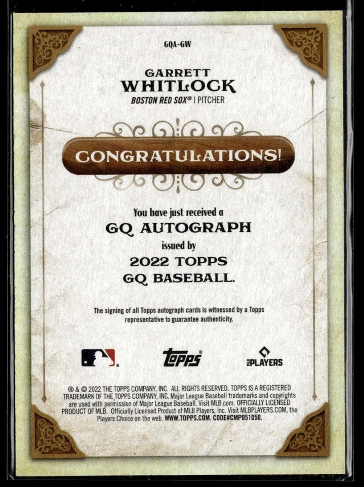 2022 Topps Gypsy Queen Autograph #GQA-GW Garrett Whitlock  BB01R01E - Image 2 of 2