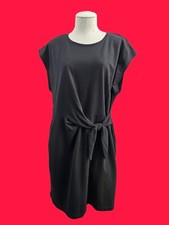 NINE WEST Women's XL Sleeveless Heather Blk Side Tie Summer Dress Terrycloth EUC