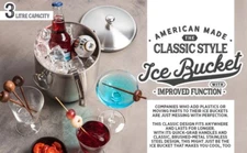 3 Liter Double Wall Insulated Stainless Steel Ice Bucket Set- Lid, Tongs +More