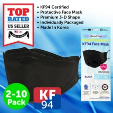 2~10 KF94 BLACK Face Protective Mask Made in Korea KFDA Approved Adult 4 Layers