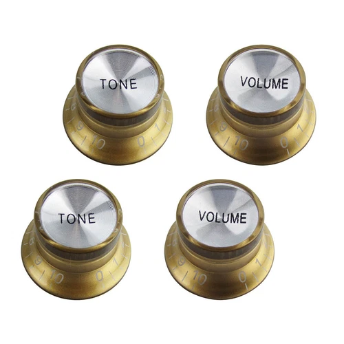 2T2V Gold Guitar Bell Knobs Tone Volume 24-Fine-Splines for Gibson USA Les Paul