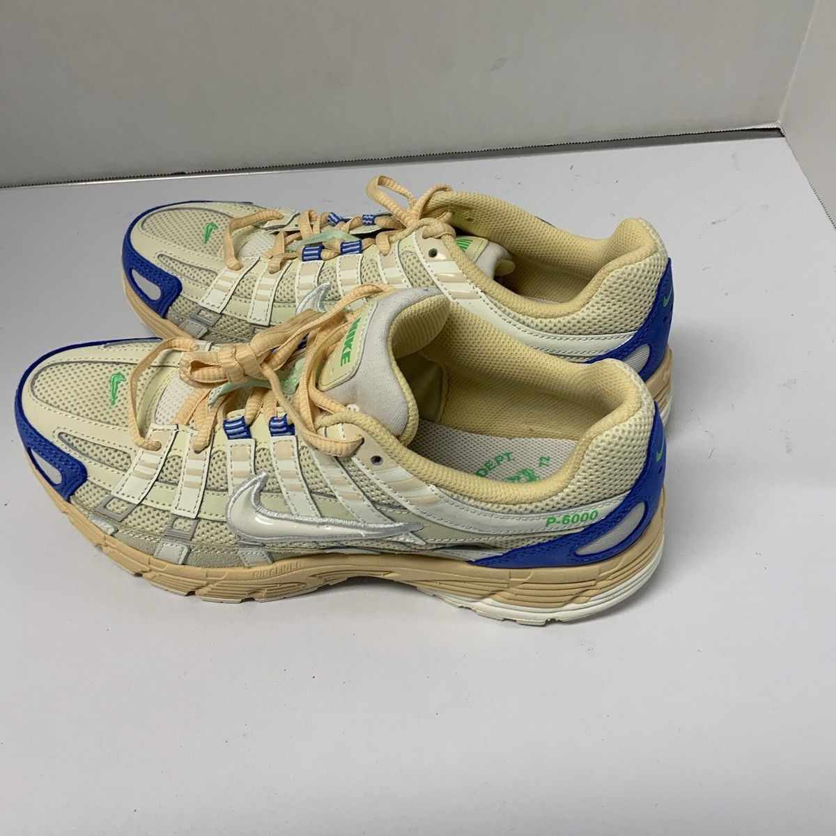 Nike P-6000 Athletic Department FJ5443 113 Size 8 Men Beige Blue