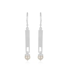 Handmade Bar Natural Pearl Earrings 925 Sterling Silver Designer Jewelry