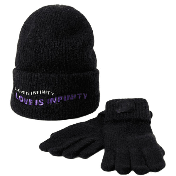 Desigual Pack Regalo Gorro y Guantes Mujer Negro Love Is Infinity 21WAOA40 Nu