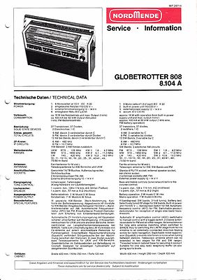 Service Manual-Anleitung für Nordmende Globetrotter 808. 8.104 A 