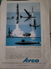 1960 AVCO defend america airplanes submarine Space missile vintage ad